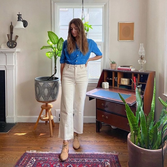 Oliver Logan | Aberdeen | High Rise Wide Leg Crop | Ecru | 24 - Picture 3 of 8